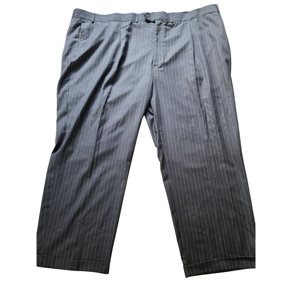 Geoffrey Beene Size 56W 30L Men's Gray with Purple Pin Stripe Dress Pants